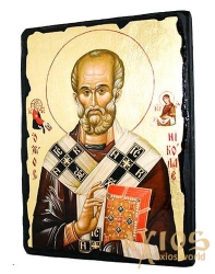 Икона под старину Святой Николай Чудотворец с позолотой 7x10 см - фото