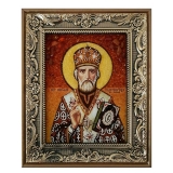 Янтарная икона Святитель Николай Чудотворец 15x20 см