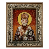 Янтарная икона Святитель Николай Чудотворец 60x80 см