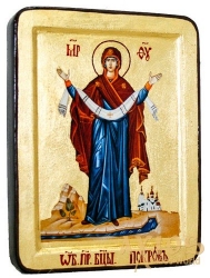 Икона Покров Пресвятой Богородицы Муромские Греческий стиль в позолоте 17x23 см - фото