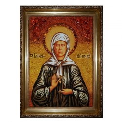 Янтарная икона Святая Матрона Московская 30x40 см - фото