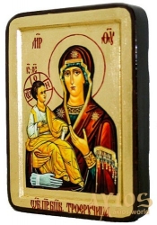 Икона Преподобная Богородица Троеручица Греческий стиль в позолоте 21x29 см - фото