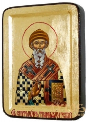 Икона Святитель Спиридон Тримифунтский Греческий стиль в позолоте 17x23 см - фото