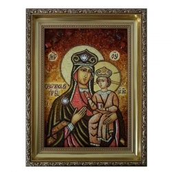 Янтарная икона Пресвятая Богородица Озерянская 30x40 см - фото