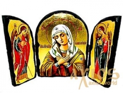 Икона под старину Пресвятая Богородица Умиление Складень тройной 14x10 см - фото