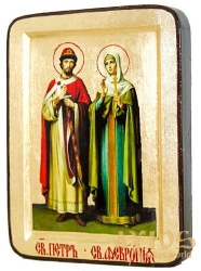 Икона Святые благоверные Петр и Феврония Муромские Греческий стиль в позолоте 17x23 см - фото