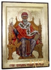 Икона Святой Спиридон Тримифунтский в позолоте Греческий стиль