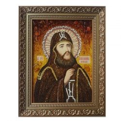 Янтарная икона Преподобный Вениамин Печерский 30x40 см - фото