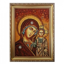 Янтарная икона Пресвятая Богородица Казанская 40x60 см Янтарная икона Пресвятая Богородица Казанская 40x60 см - фото