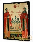 Икона под старину Святые благоверные Петр и Феврония Муромские с позолотой 21x29 см