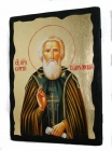 Икона под старину Преподобный Сергий Радонежский с позолотой 7x10 см