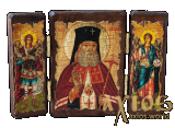 Икона под старину Святой Лука Крымский складень тройной 14x10 см