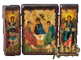 Икона под старину Святой Троицы Ветхозаветная складень тройной 14x10 см