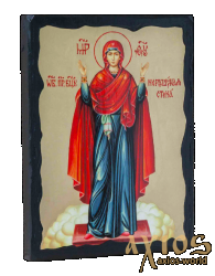 Икона под старину Пресвятая Богородица Нерушимая стена с позолотой 17x23 см - фото