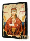 Икона под старину Пресвятая Богородица Неупиваемая чаша с позолотой  7x10 см