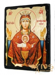 Икона под старину Пресвятая Богородица Неупиваемая чаша с позолотой  21x29 см - фото