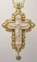 Крест наперсный позолоченный с драгоценными камнями авантюрин, аметист.  (Греция)