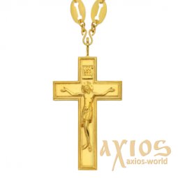 Крест протоиерейский серебряный в позолоте с цепью 120x62 - фото