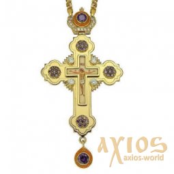Крест наперсный латунный с цепью 145x75 - фото