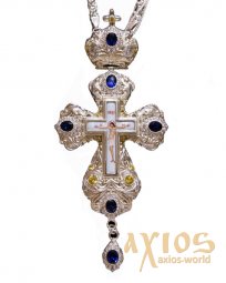 Крест латунный в позолоте с принтом и цепью 165x72 - фото