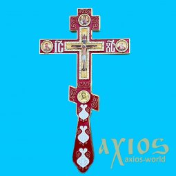 Крест напрестольный эмаль с иконами (14х26см) - фото