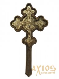 Крест напрестольный, деревянный, с позолоченной вставкой, 30х16 см - фото