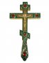 Напрестольный крест, зеленая эмаль, инкрустация камнями