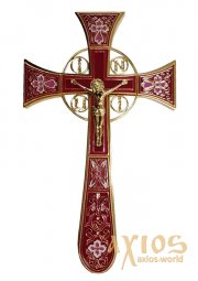 Крест напрестольный мальтийский,  №4-2, золочение, красная эмаль - фото