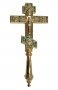 Крест напрестольный, №8-3, вставки зеленой эмали, золочение