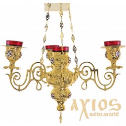 Лампада подвесная на четыре стакана, GOLD SMALTO (Греция) - фото
