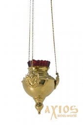 Лампада подвесная с херувимами №12 ф.120 позолоченная - фото