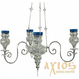 Лампада подвесная на четыре стакана, серебро (Греция) - фото
