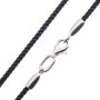 Шелковый шнурок с гладкой серебряной застежкой (2мм), серебро 925, шелк, О 18401