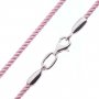 Шелковый розовый шнурок с гладкой застежкой (2мм), серебро 925, шелк, О 18402