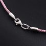 Шелковый розовый шнурок с гладкой застежкой (2мм), серебро 925, шелк, О 18402