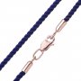 Шелковый синий шнурок с гладкой золотой застежкой (2мм), золото 585, шелк, О кол00950