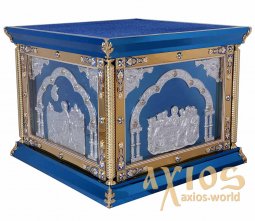 ПРЕСТОЛ 130х130 см, литье, иконы литые (синий) - фото