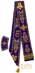 Орарь двойной с поручами, вышивка на фиолетовом бархате - фото