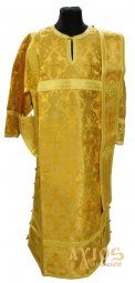 Стихарь диаконский (150 см) с орарем и поручами, парча жёлтого цвета - фото