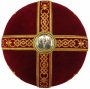 Митра «Крест», красный бархат, вышивка золотыми нитями
