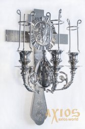 Трехсвечник Пасхальный на кресте никель - фото