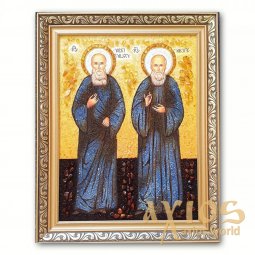 Икона из янтаря Святые Преподобные Иоанн (Майсурадзе) и Иоанн-Георгий (Мхеидзе) Бетанийские - фото
