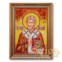 Икона Святитель Тарасий Константинопольский из янтаря - фото