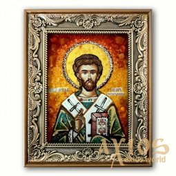Икона Святитель Лазарь Четвериденный из янтаря - фото