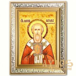 Икона Святитель Анатолий Патриарх из янтаря - фото