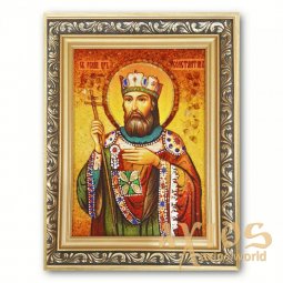 Икона Равноапостольный царь Константин из янтаря - фото