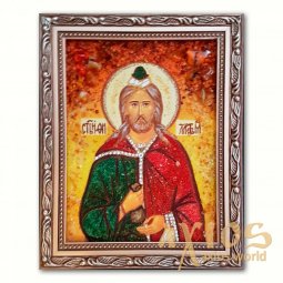 Икона Филарет Милостивый из янтаря - фото
