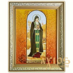 Икона Преподобный Стефан, игумен Печерский из янтаря - фото