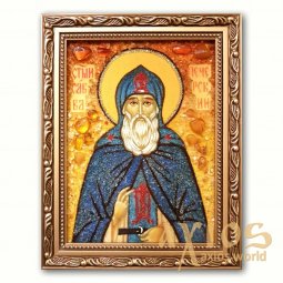 Икона Преподобный Савва Печерский из янтаря - фото