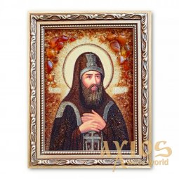 Икона Преподобный Макарий из янтаря - фото